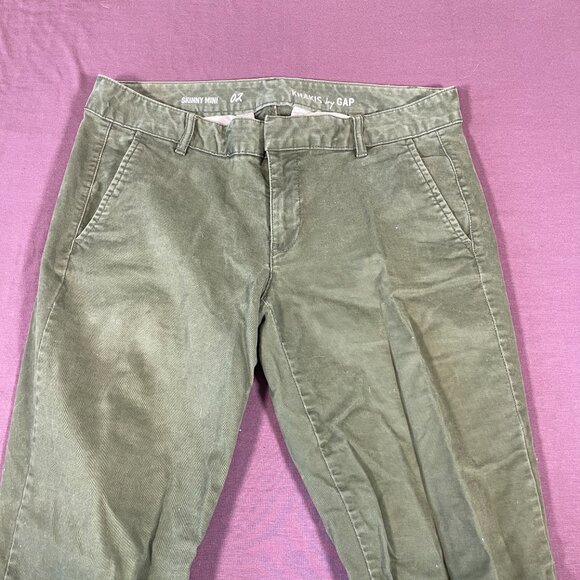 Olive Green Khakis by Gap skinny size 2 with 25" inseam - like NEW - Picture 2 of 7